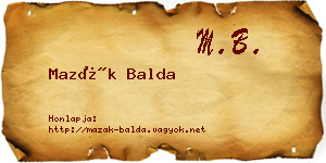 Mazák Balda névjegykártya